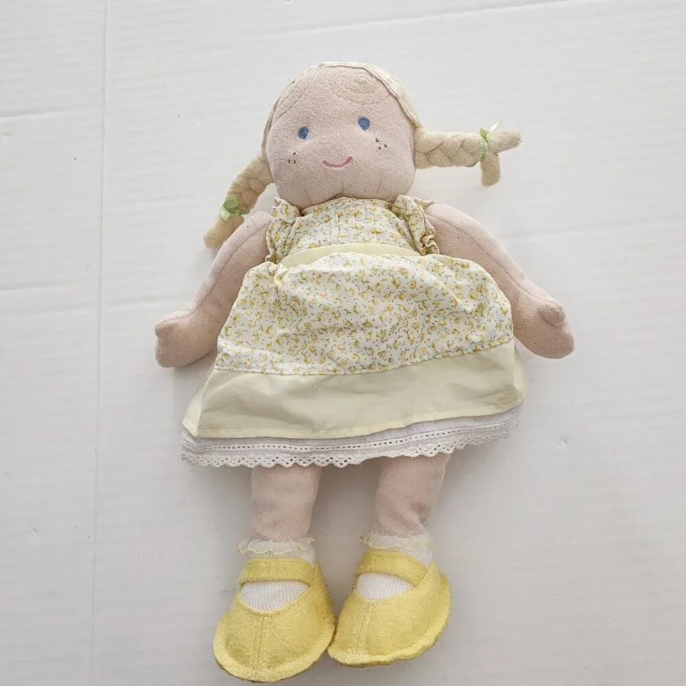 Carter's doll plush toy lovey  yellow dress shoes blonde braids blue eyes